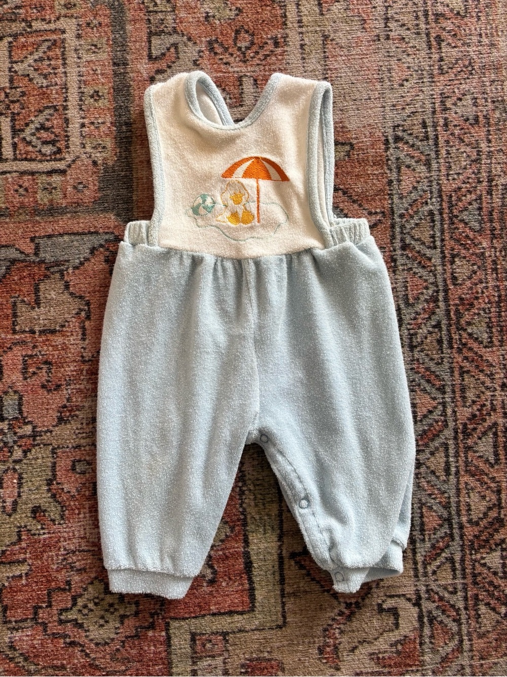 vintage carters light blue baby velour romper size 6 months